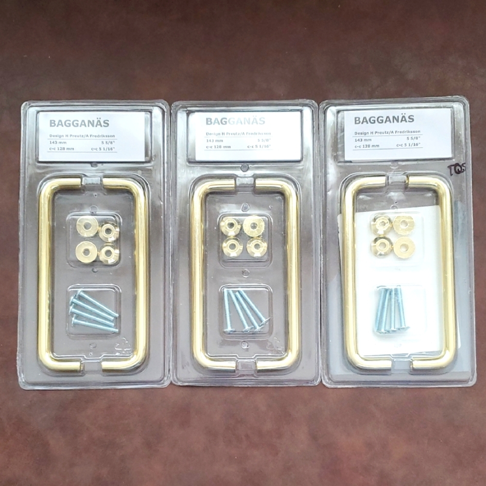 Ikea BAGGANÄS Gold Handle Set | 3 Sets of 2 Cabinet Knobs & Pulls
